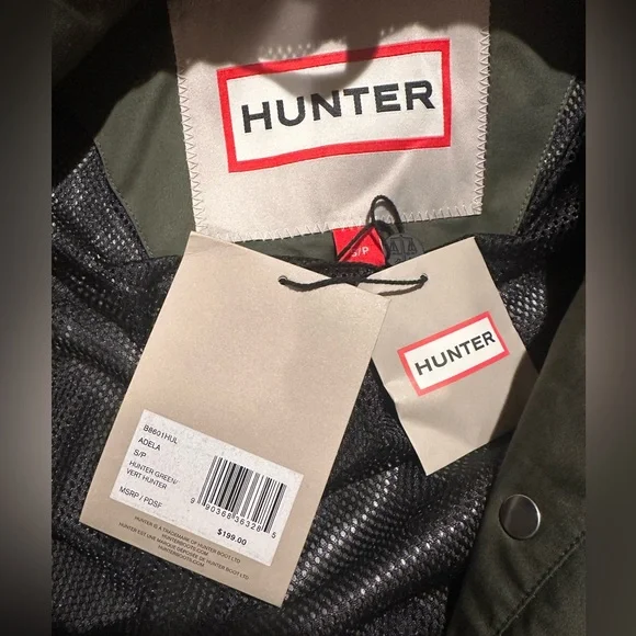 🆕 NWT Hunter Adela cotton canvas rain jacket in hunter green - Picture 15 of 15